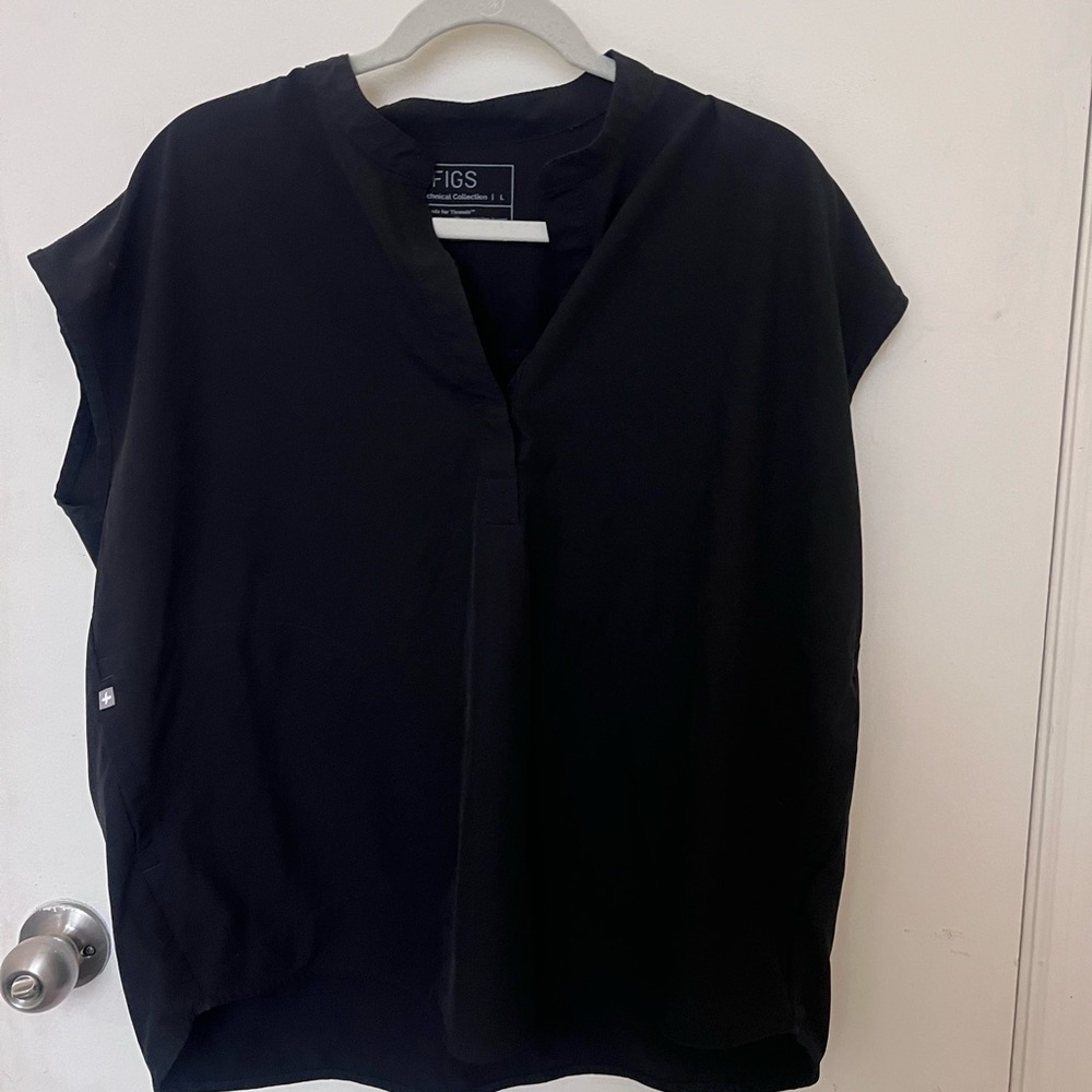 Black FIGS Technical Collection Scrubs Top